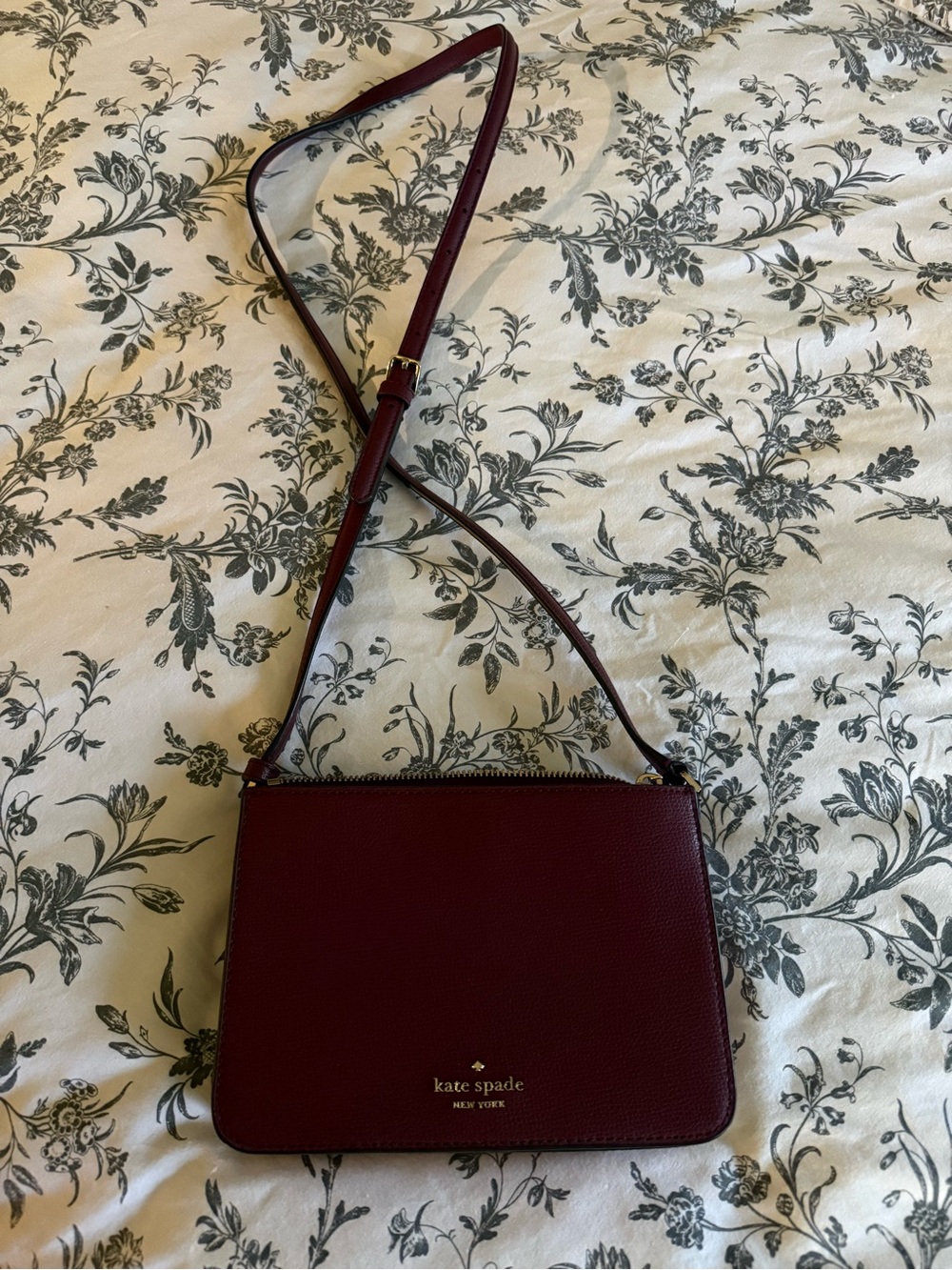 kate spade burgundy pebbled leather mini crossbody bag